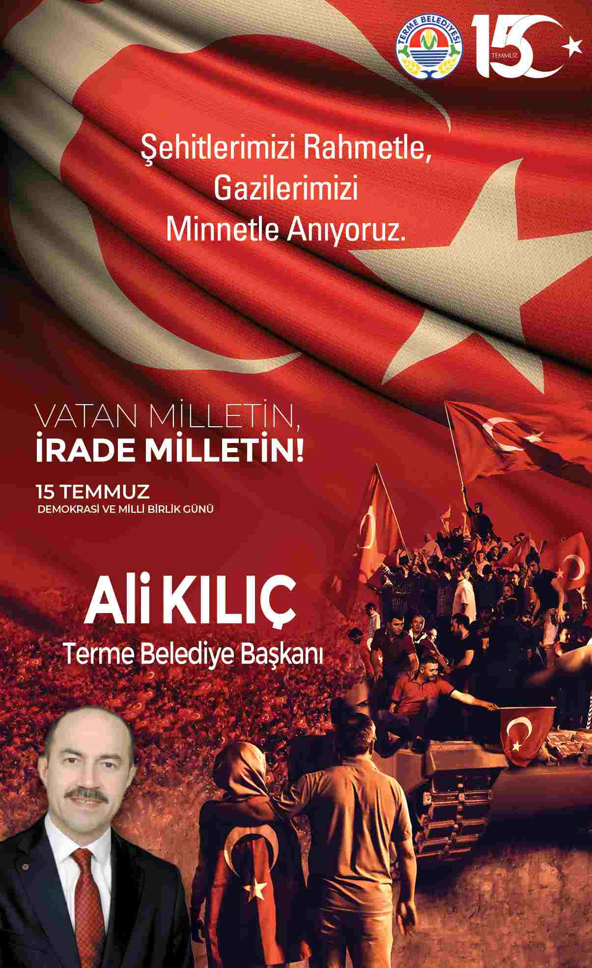 Terme Belediyesi 15 Temmuz Anma İlanı