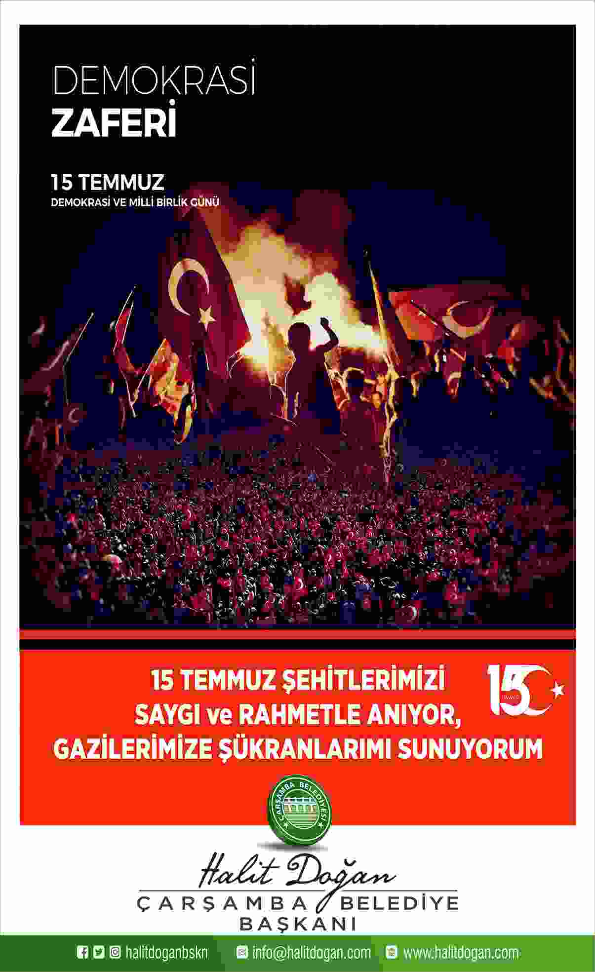 Çarşamba Belediyesi 15 Temmuz Anma İlanı