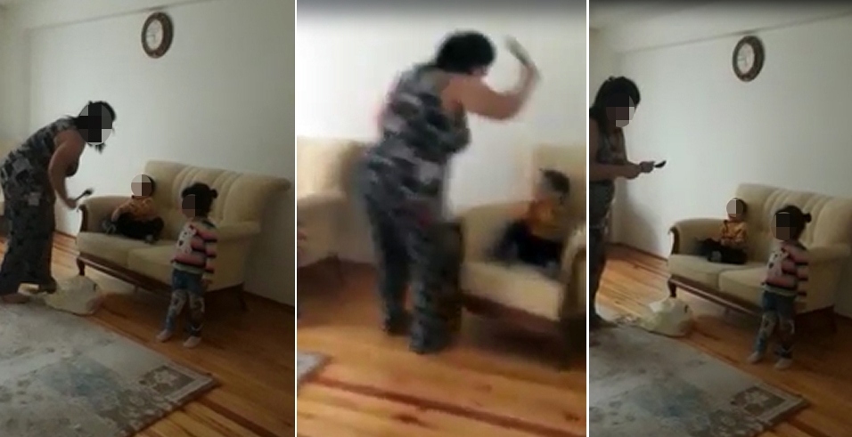 Bakıcının Çocuklara Şiddet Görüntüleri