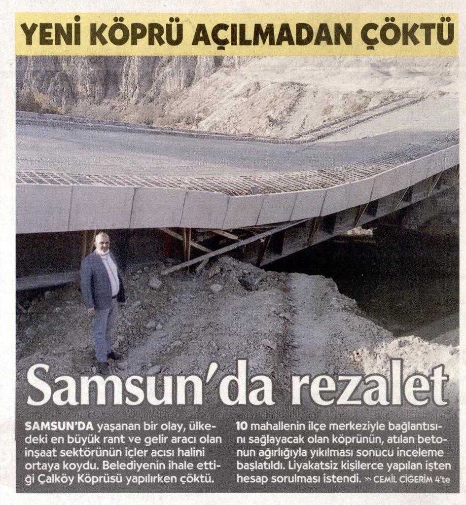 Açılmadan Yıkılan Köprü Yaygın Medyada