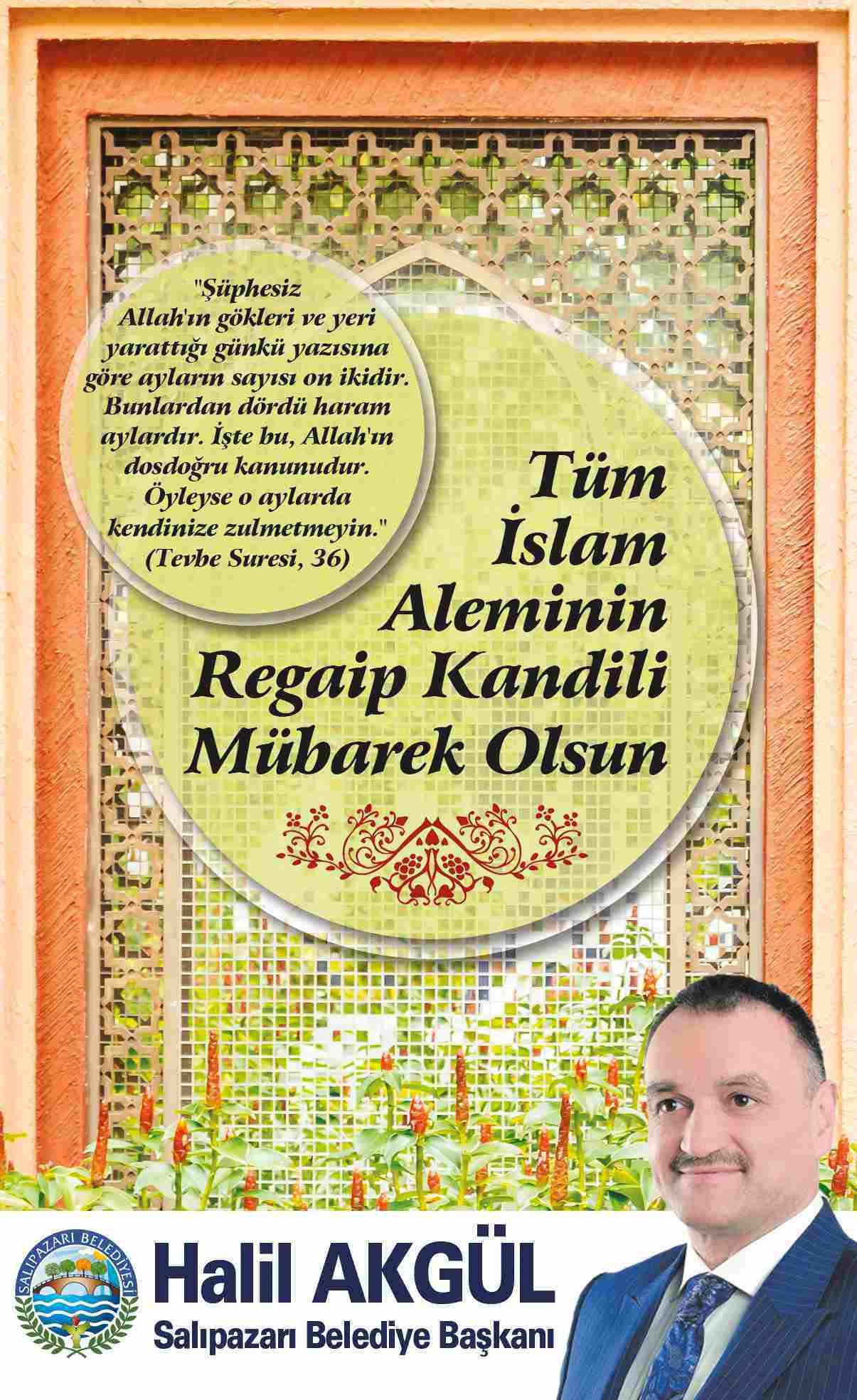 Salıpazarı Belediyesi Regaip Kandili Kutlama Mesajı