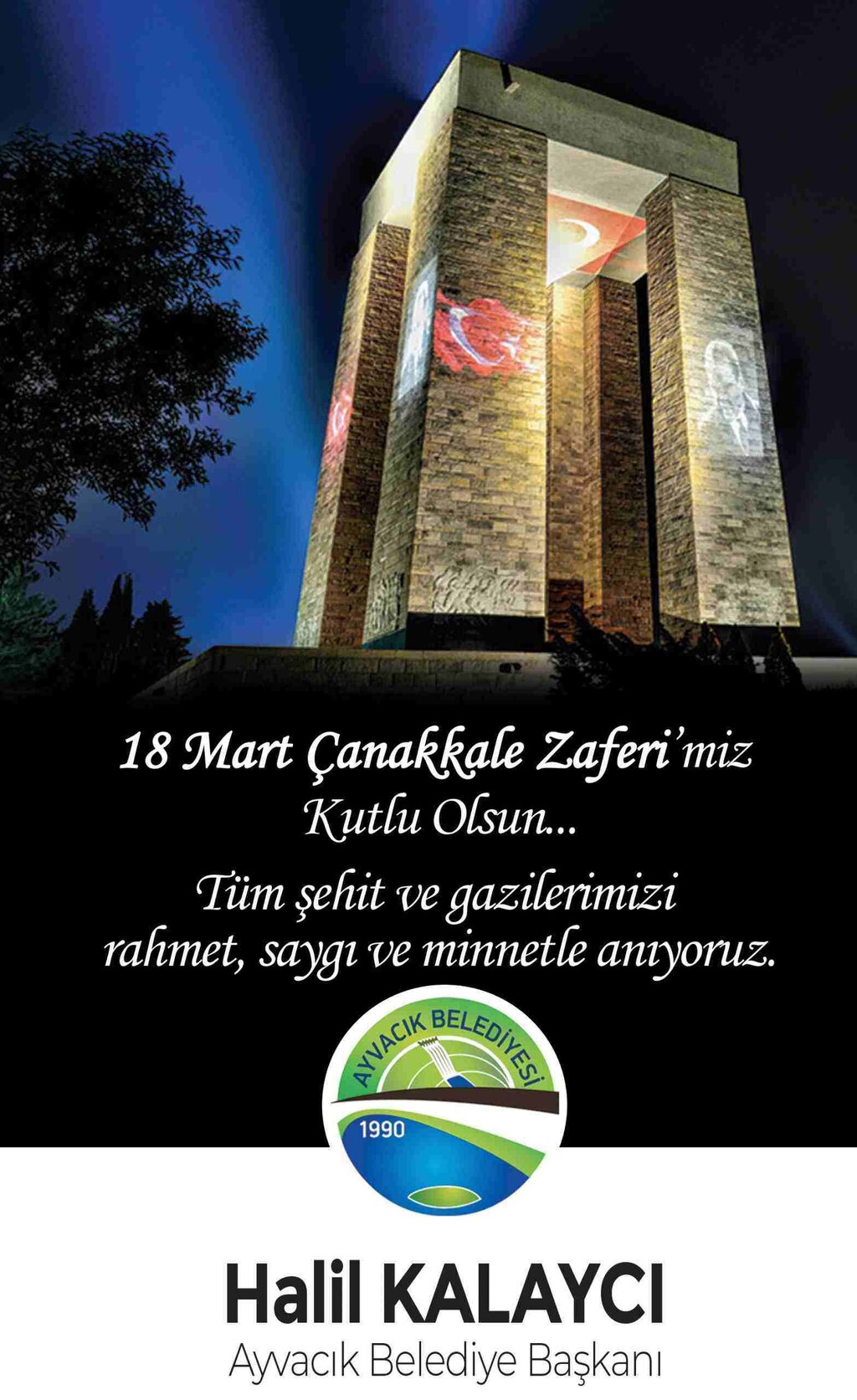 Ayvacık Belediyesi 18 Mart Çanakkale Şehitleri Anma Günü İlanı