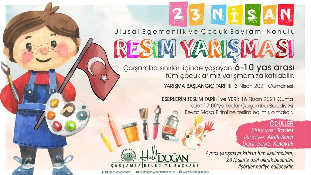 Çarşamba Belediyesi’nden 23 Nisan Konulu Resim Yarışması