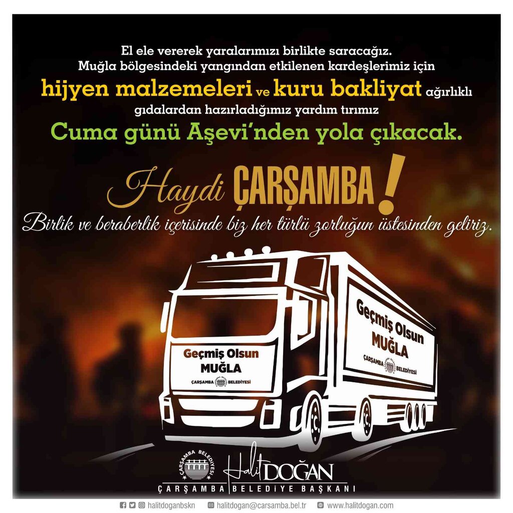 Çarşamba'dan Muğla'ya Yardım TIR'ı Gidecek