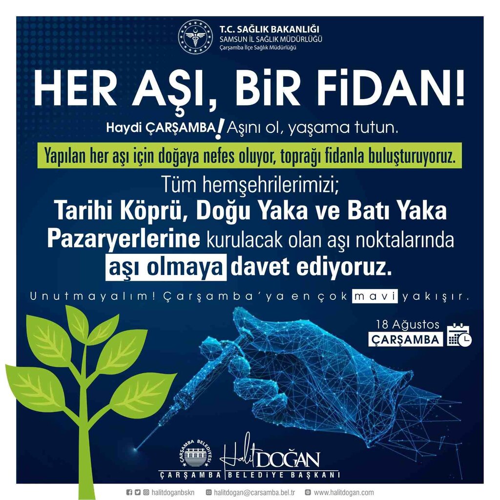 Çarşamba’da Her Aşı Bir Fidan Kampanyası