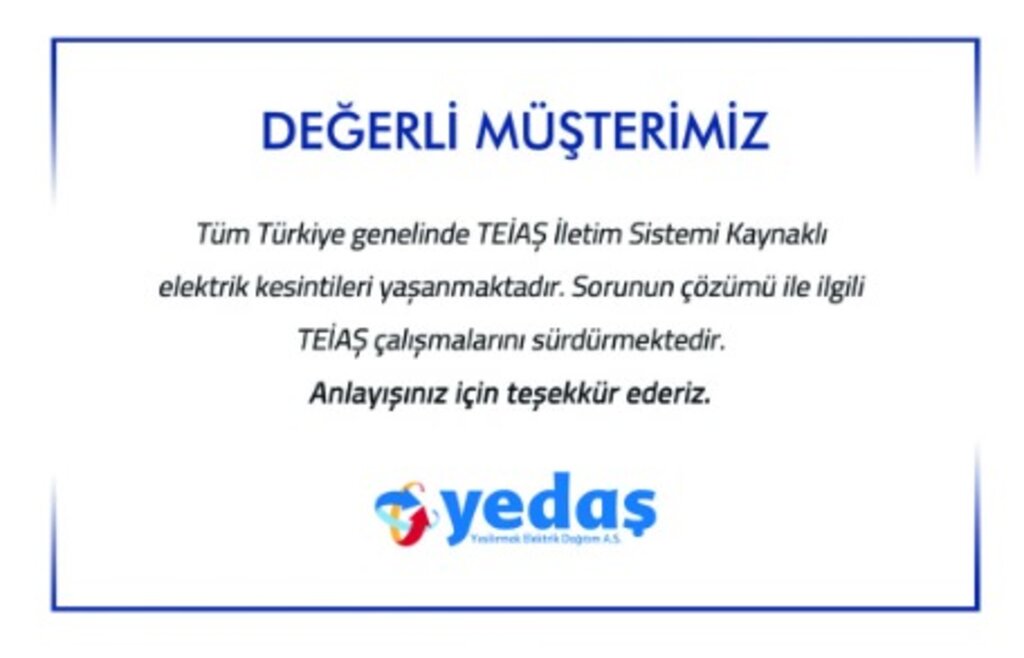 Elektrik Kesintileri TEİAŞ Kaynaklı