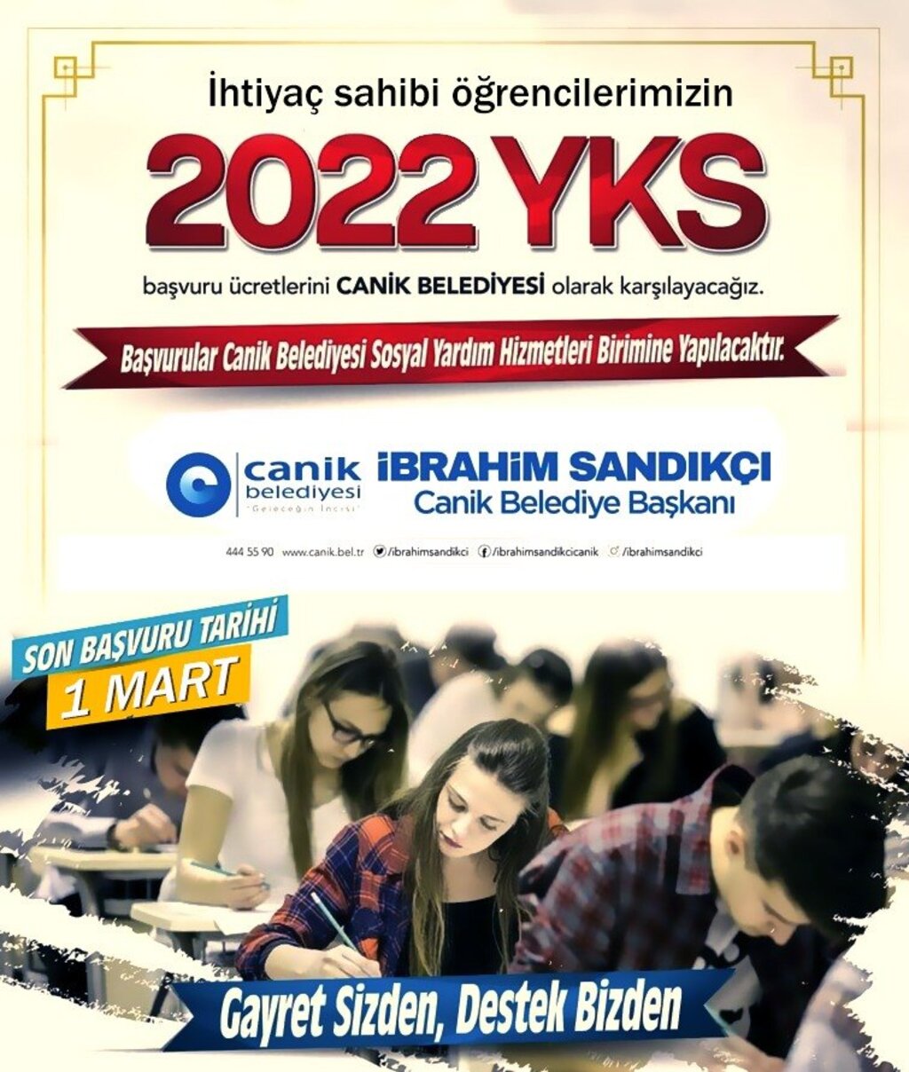 Canik'te İhtiyaç Sahibi Öğrencilere YKS Başvuru Desteği