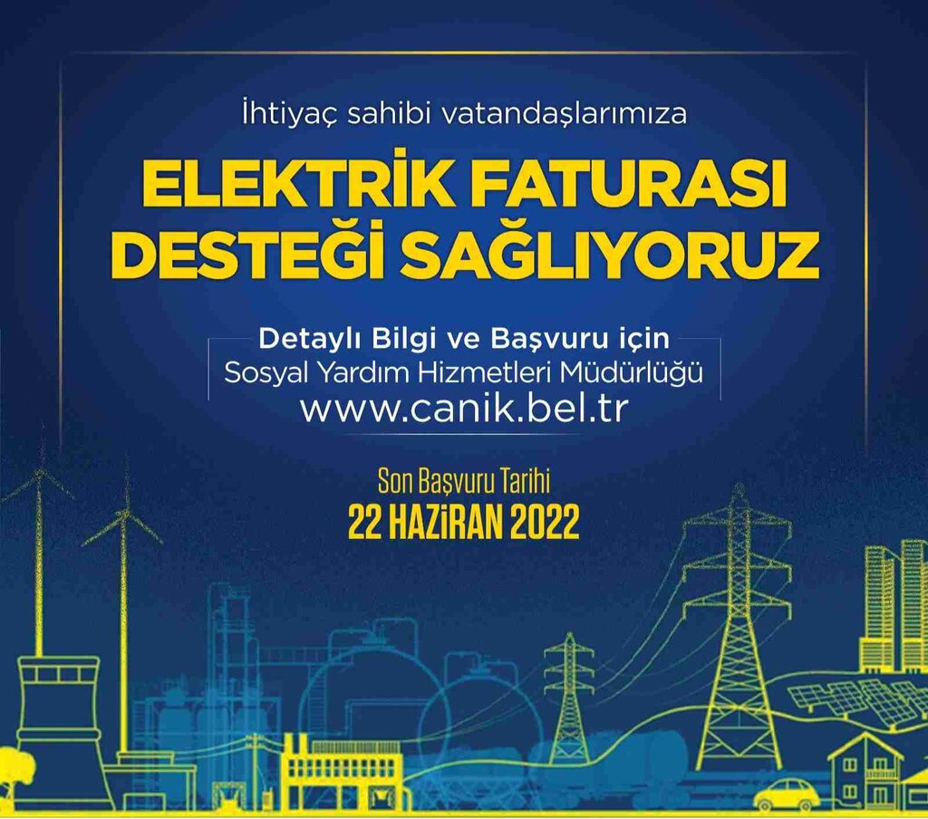 Canik Belediyesi’nden Elektrik Faturası Desteği