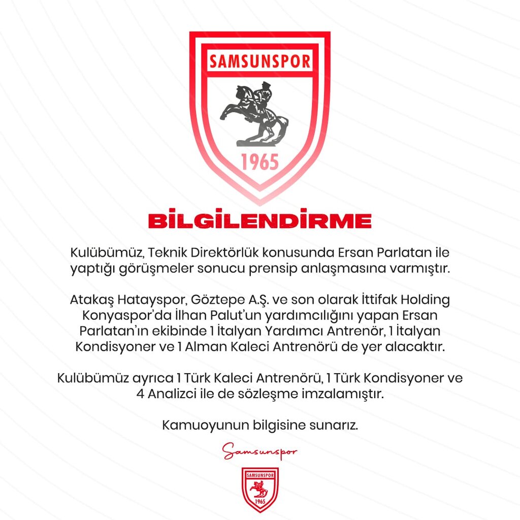 Samsunspor Teknik Direktör Ersan Parlatan'ı Açıkladı