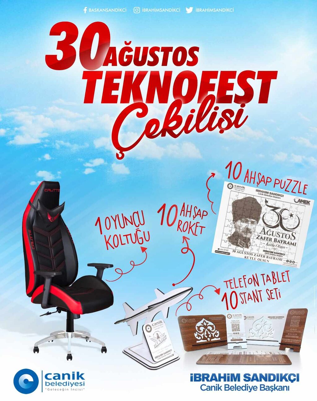 Canik Belediyesi’nden 30 Ağustos’a Özel Hediye Çekilişi