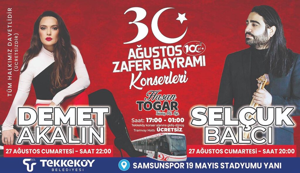 Tekkeköy’de Selçuk Balcı ve Demet Akalın Sahne Alacak