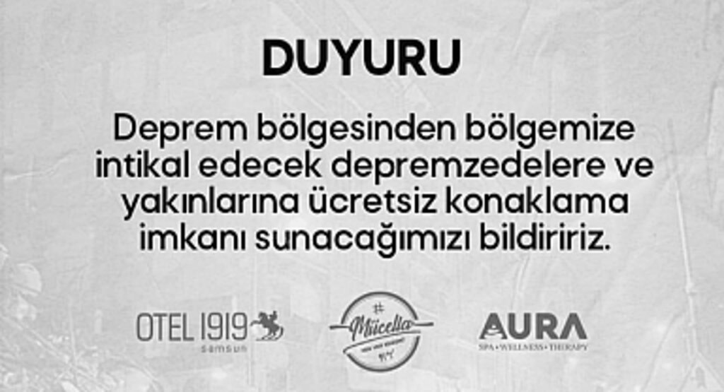 Otel 1919 Kapılarını Depremzedelere Açıyor