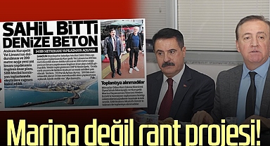 SAOB Dönem Sözcüsü Cevat Öncü: Marina Değil, Rant Projesi!