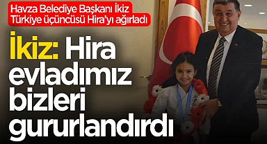 Havza Belediye Başkanı Murat İkiz Türkiye Üçüncüsü Hira İkiz'i Ağırladı