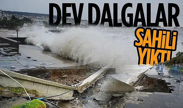 Samsun Atakum Sahilinde Şiddetli Fırtına Ve Dev Dalgalar Hasara Yol Açtı