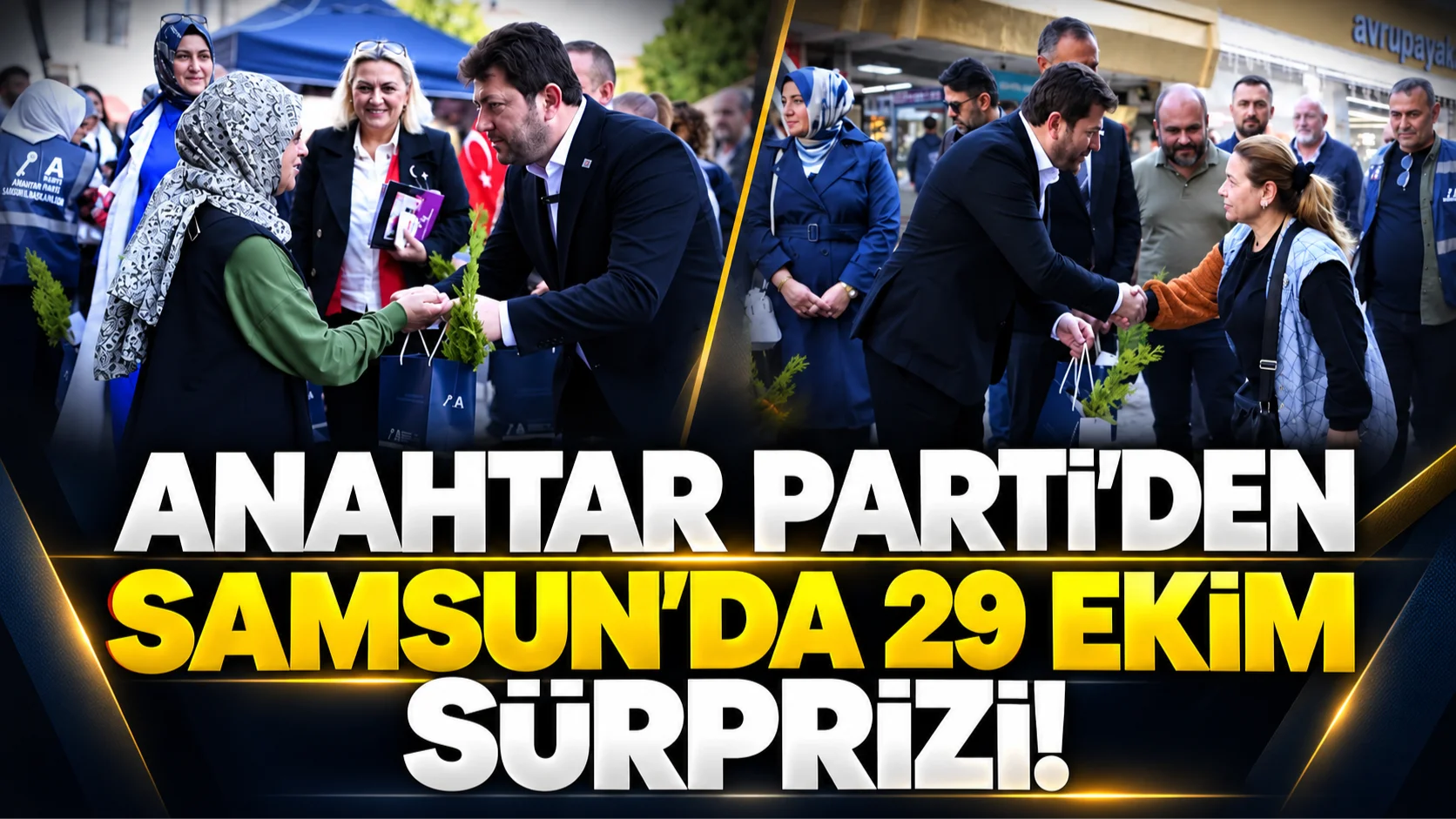 Anahtar Parti'den Samsun'da 29 Ekim sürprizi! Fidan ve kitap dağıtıldı