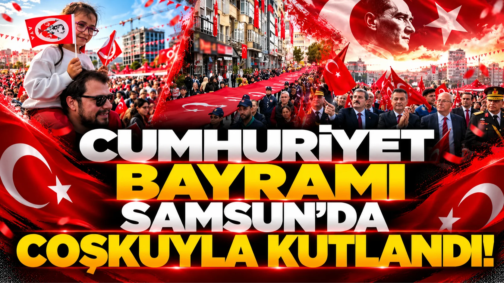 Samsun'da 1919 metrelik Türk bayrağıyla Cumhuriyet coşkusu!