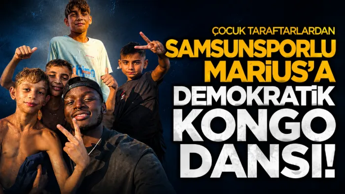 Samsunspor'lu Mouandilmadji’ye çocuk taraftarlardan ‘Demokratik Kongo’ dansı