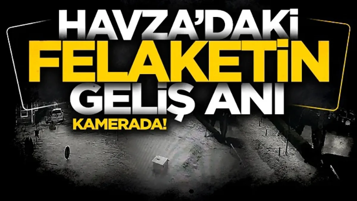 Samsun'un Havza ilçesinde selin geliş anı güvenlik kamerasında